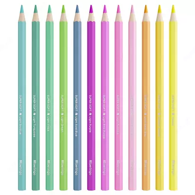 Карандаши цветные пастельные Berlingo SuperSoft. Pastel  12цв.  заточен.  европодвес