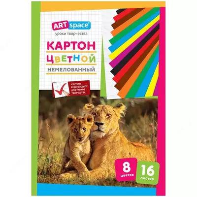  ArtSpace rangli karton A4  16 varaq  8 rang  qoplanmagan  papkada - 
