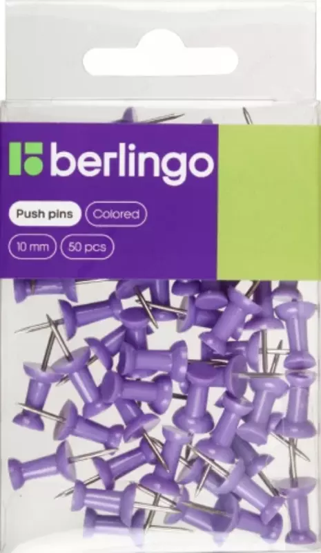 Berlingo kanselyariya tugmachalari 30 dona  assorti  plastik quti  yevro ilgich