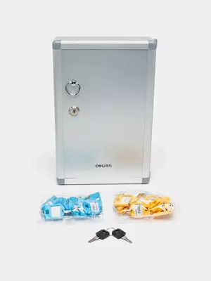  Настенный шкафчик для ключей (металл) Deli 24 ключа  322×207×50 мм (Арт. - 50800) Серый - 