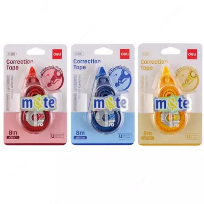 Корректирующая штрих-лента Deli MUTE  5 мм х 8 м  уп. блистер (Арт. - 381-EH) Ассортимент - 