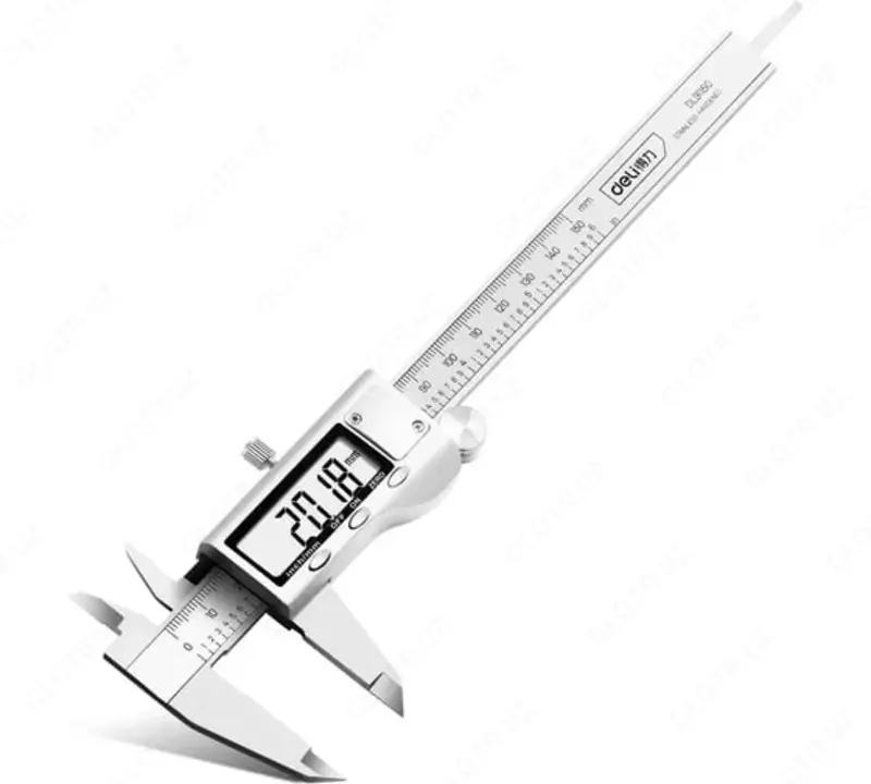 Электронный штангенциркуль "Deli Tools" DL91150 150мм, метр/дюйм, нержавеющая сталь, 3 кнопки управления, дисплей (Арт. - EDL91150)