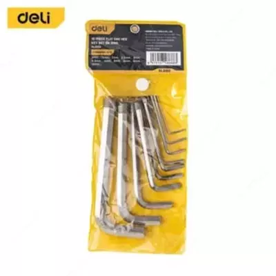 Набор шестигранных ключей Deli Tools 10 шт.  1.5-10 мм (Арт. - EDL3100)
