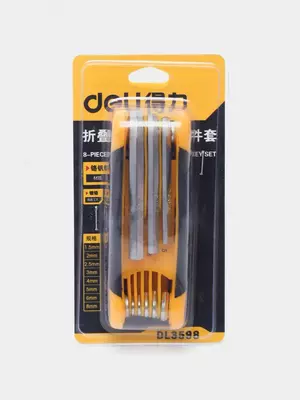 Набор шестигранных ключей (складных) Deli Tools 8 шт.  1.5-8 мм (Арт. - DL3598)