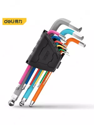   Набор шестигранных ключей Deli Tools 9 шт.  1.5-10 мм (Арт. - DL232609) Цв. ассорти