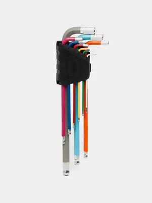 Набор шестигранных ключей (длин. скугл.) Deli Tools 9 шт.  1.5-10 мм (Арт. - DL232509) Цв. ассорти
