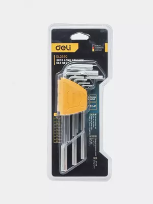   Набор шестигранных ключей (длин. плоск.) Deli Tools 9 шт.  1.5-10 мм (Арт. - EDL3590)