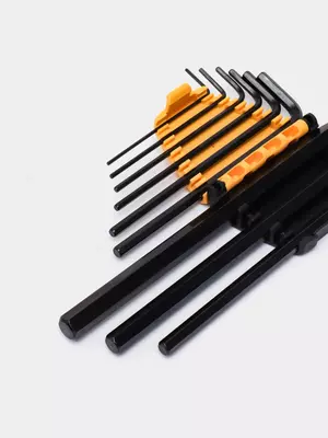  Набор шестигранных ключей (длин. плоск.) Deli Tools 9 шт.  1.5-10 мм (Арт. - EDL231209H) Черный - 