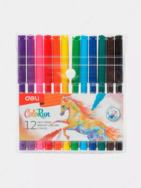 Yuviladigan markerlar Deli ColoRun  12 ta rang (10003-EC mahsuloti)