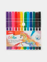 Yuviladigan markerlar Deli ColoRun  12 ta rang (10003-EC mahsuloti)