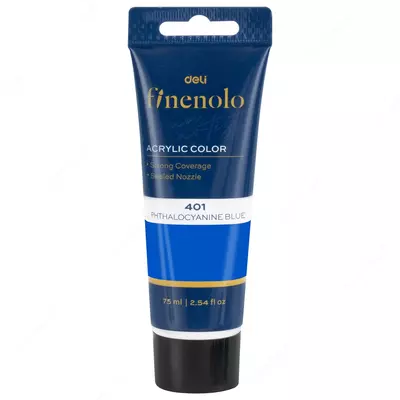 Deli EC75-PB 75 ml tubadagi akril bo‘yoq (ftalotsianin ko‘k)