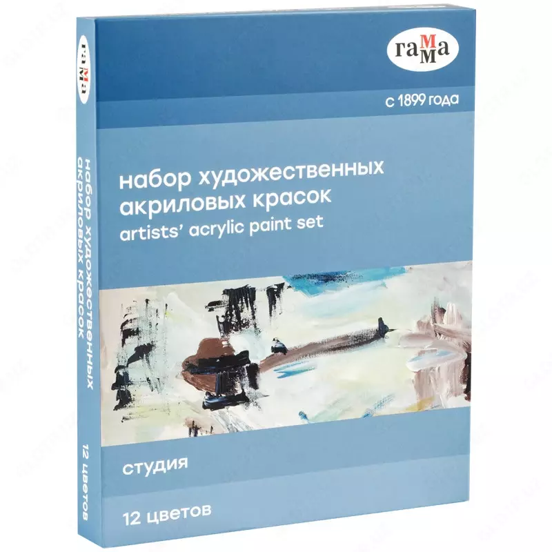 Краски акриловые художественные Гамма «Студия», 12 цв., 9 мл/туба, картонная упаковка