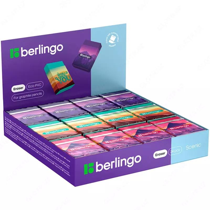 Ластик Berlingo "Scenic", Eco-PVC, картонный держатель, 45*32*11мм