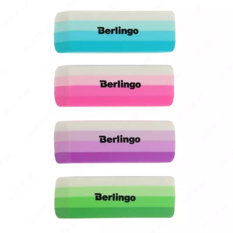Ластик Berlingo "Stripes", прямоугольный, скошенный, термопласт. резина, цвета ассорти, 50*19*9мм