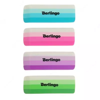 Ластик Berlingo "Stripes", прямоугольный, скошенный, термопласт. резина, цвета ассорти, 50*19*9мм
