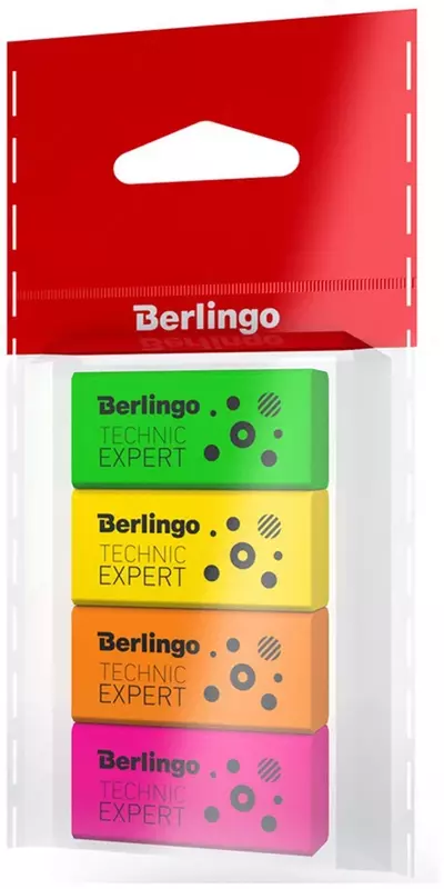 Ластик Berlingo "Technic Expert", прямоугольный, цвета ассорти, 40*18*11мм