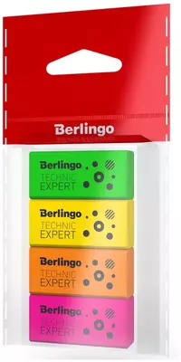 Ластик Berlingo "Technic Expert", прямоугольный, цвета ассорти, 40*18*11мм