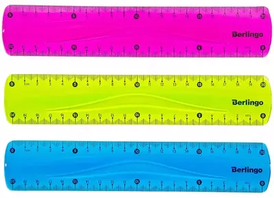 Berlingo "Flexy" 20 sm plastik, egiluvchan chizg‘ich, turli xil ranglar, evropodves