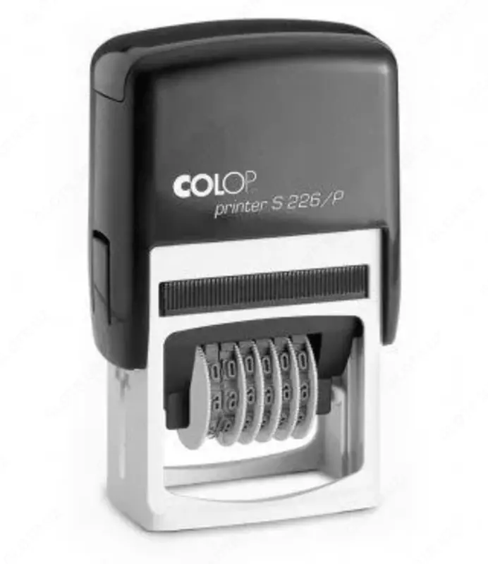 Нумератор+штамп Printer S 226/P (чр/сн-кр) Colop (6 знаков)+2 строки, 24*45 мм.