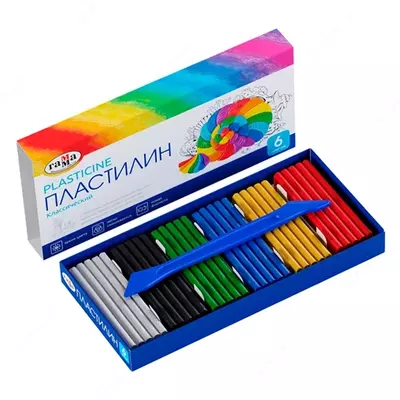 Пластилин Гамма "Классический", 06 цветов, 120г, со стеком, картон