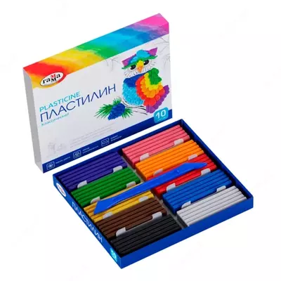 Пластилин Гамма "Классический", 10 цветов, 200г, со стеком, картон