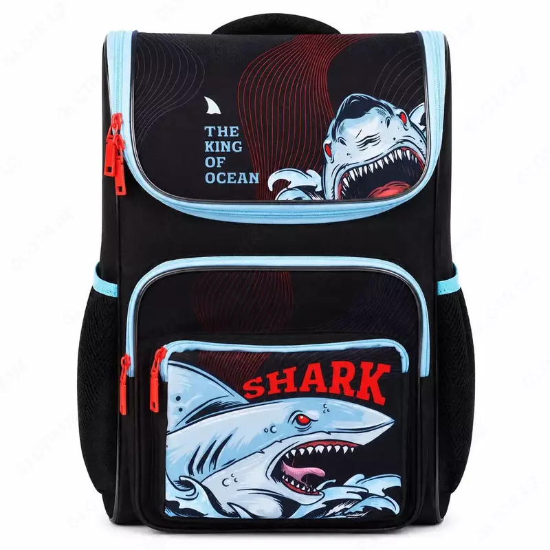 Ранец ArtSpace облегченный Happy School "Shark" 39*28*18см, 1 отделение, 4 кармана, анатомическая спинка