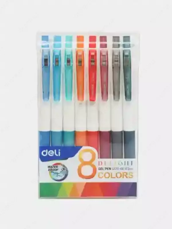 Ручка гелевая 0,5мм G120-8C 8шт (ассорти) Deli