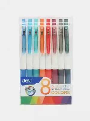 Ручка гелевая 0,5мм G120-8C 8шт (ассорти) Deli