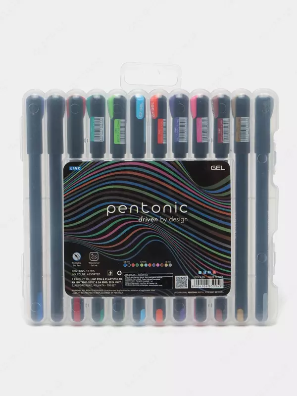 Ручка гелевая Pentonic Gel 0.6-1.0мм 12 цв. Linc в блистере