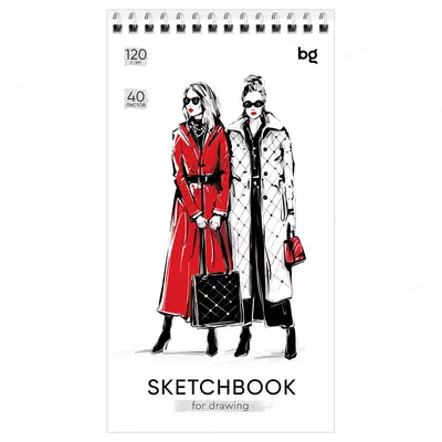 Скетчбук 40л. 105*195 на гребне BG "Fashion", 120г/м2