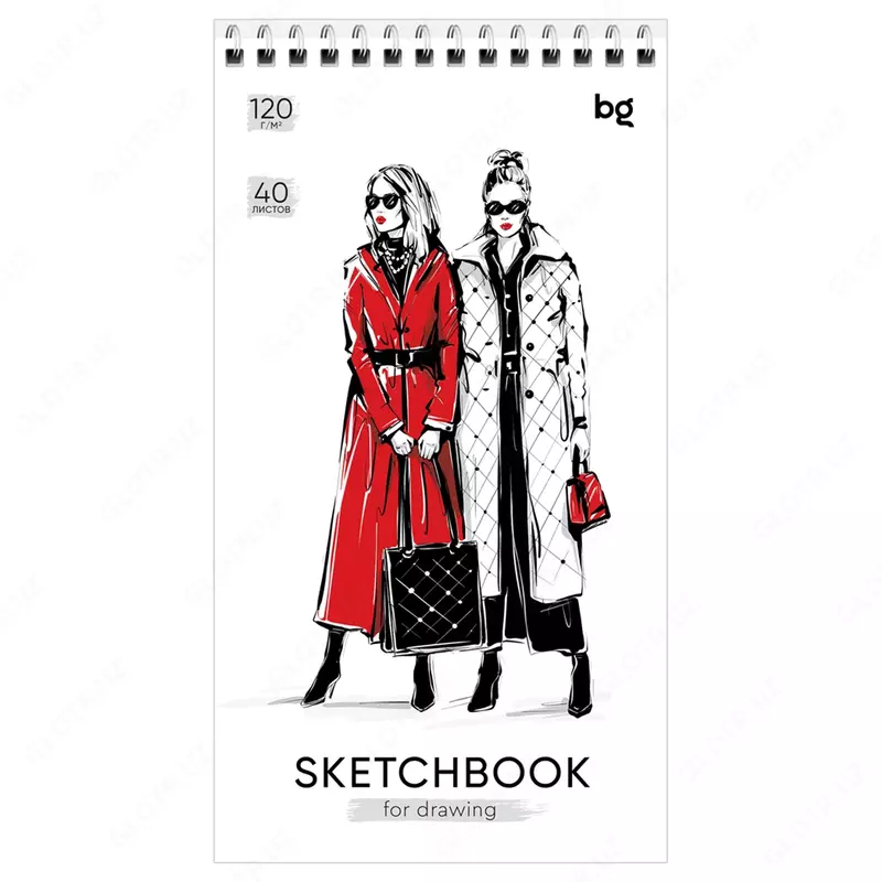 Скетчбук 40л. 105*195 на гребне BG "Fashion", 120г/м2