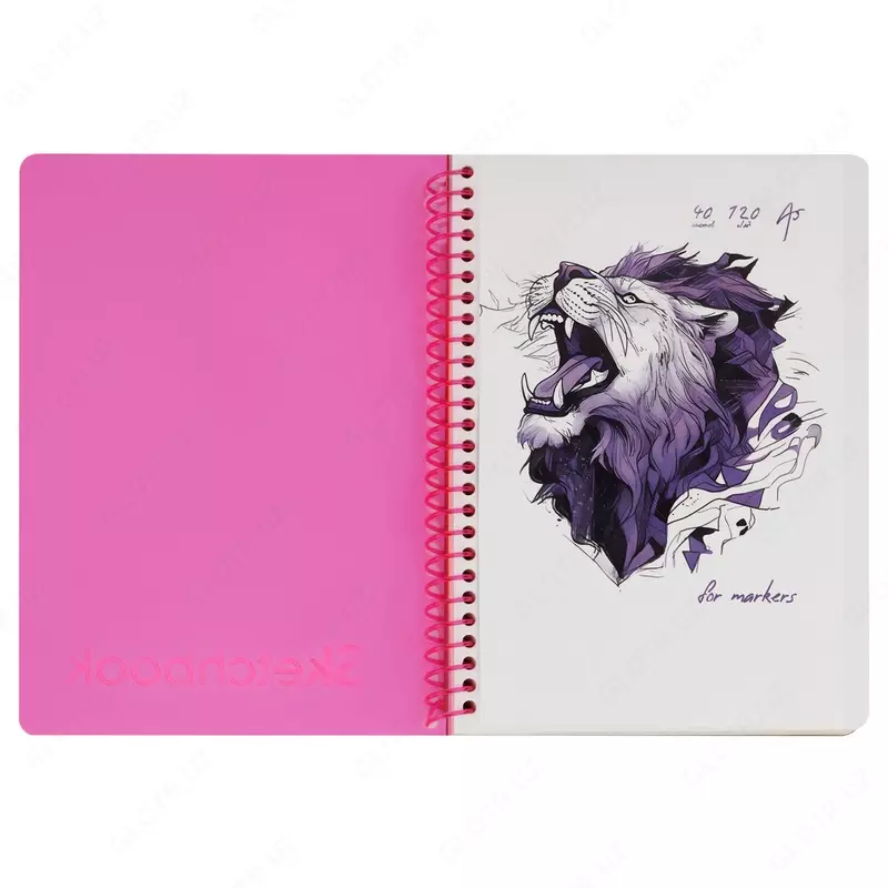 Скетчбук 40л., А5 BG "Neon. Pink", на гребне, маркерная бумага 120г/м2