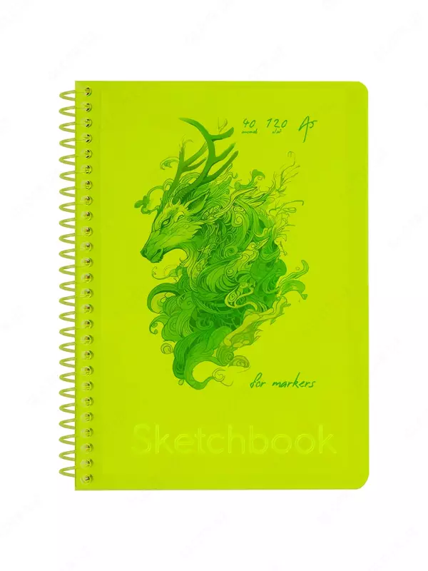Скетчбук 40л., А5 BG "Neon. Yellow", на гребне, маркерная бумага 120г/м2