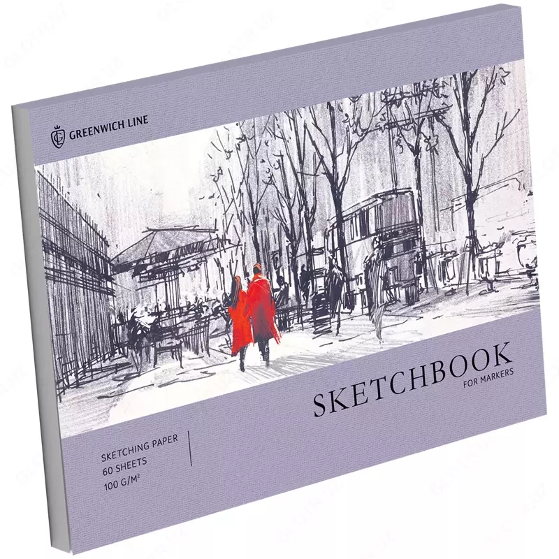 Скетчбук для маркеров 60л., А5 Greenwich Line "City walk", на склейке, 100г/м2