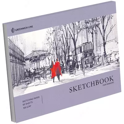 Скетчбук для маркеров 60л., А5 Greenwich Line "City walk", на склейке, 100г/м2