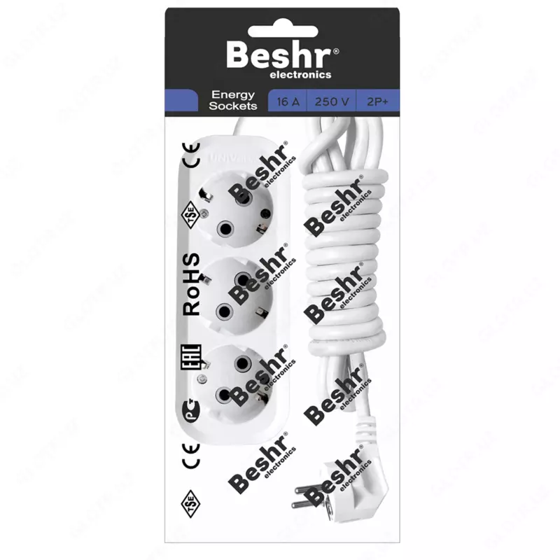 Beshr Удлинитель с заземлением 3х5М