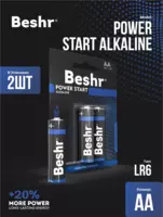  Батарейки пальчиковые  размер АА  AAA 2шт  Beshr Power Start Alkaline LR6  щелочные батарейки - 