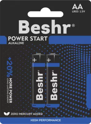   Батарейки пальчиковые  размер АА  AAA 2шт  Beshr Power Start Alkaline LR6  щелочные батарейки