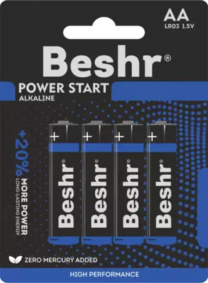   Батарейки пальчиковые  размер АА  4шт  Beshr Power Start Alkaline LR6  щелочные батарейки