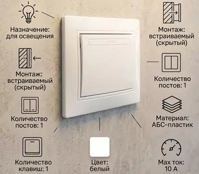  Выключатель одинарный внутренний (2203) - 