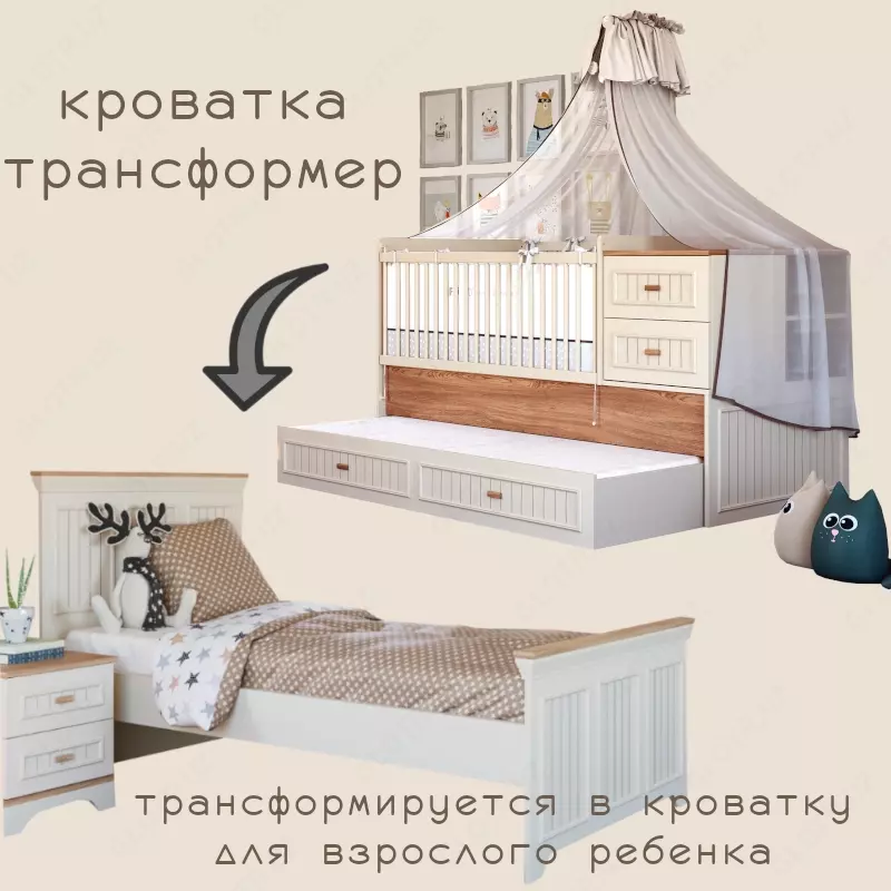 Кровать-трансформер "Baby monte" для новрожденного от Almila (Турция) 🇹🇷 (0 мес - 12 лет)