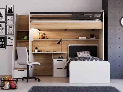 New Options Ranza 🇹🇷 Двухъярусная кровать с рабочей зоной Магазин турецкой детской мебели "ALMILA"