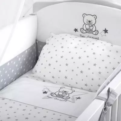 Комплект постельного белья и бортики Sofy Grey