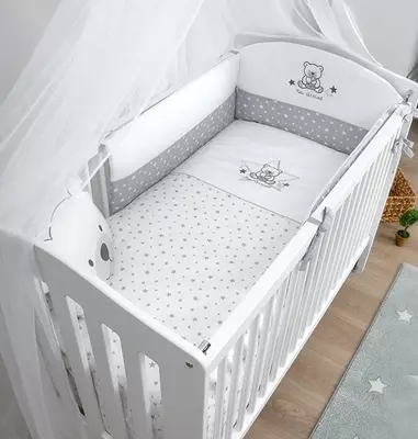 Комплект постельного белья и бортики Sofy Grey