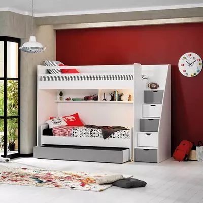 Двухъярусная кровать c лестницей из коллекции NEO 🇹🇷 с рабочей зоной - Цена по запросу