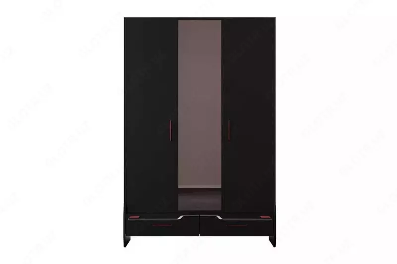 Uch eshikli oyna shkafi Almila "Roox Raven" (Turkiya) Qora - по запросу