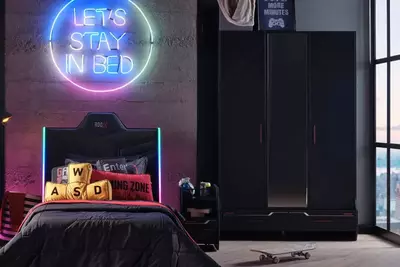 Трехдверный зеркальный шкаф Almila "Roox Raven" (Турция) Черный Магазин турецкой детской мебели "ALMILA"