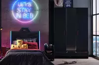 Uch eshikli oyna shkafi Almila "Roox Raven" (Turkiya) Qora Магазин турецкой детской мебели "ALMILA"