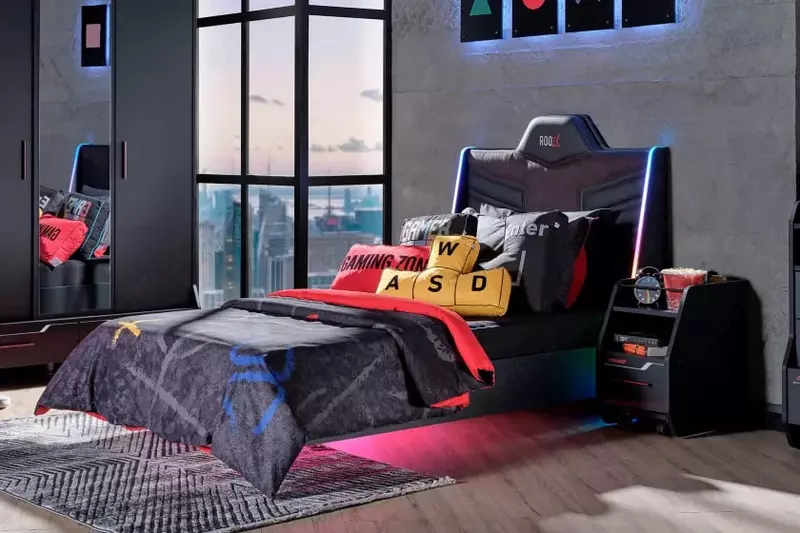 Кровать с подсветкой Almila "Roox Raven" 100 х 200 см (Турция) Черная