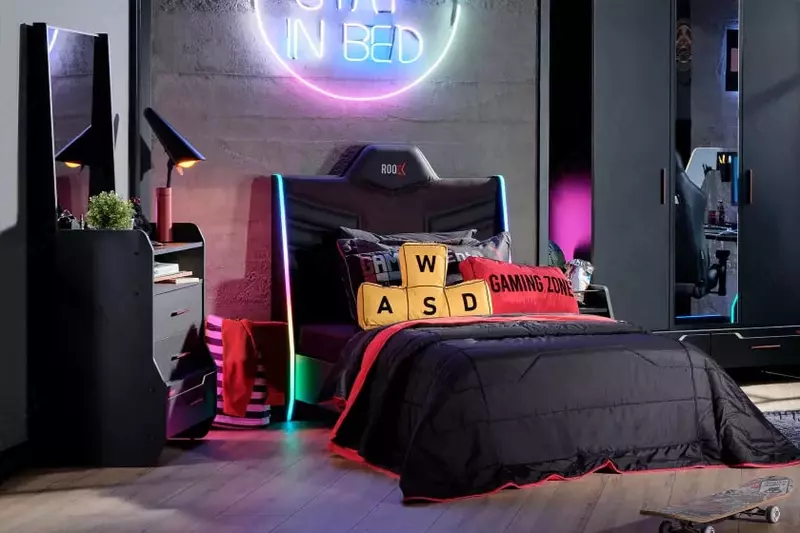 Yoritilgan karavot Almila "Roox Raven" 120 x 200 sm (Turkiya) Qora Chakana savdo